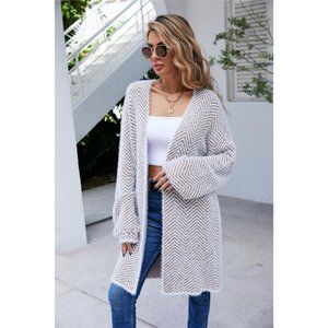 NEW Eyelash Long Cardigan Sweater- Khaki
